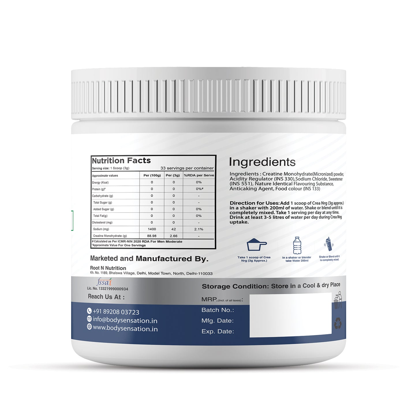 CREA - NRG Micronized  Creatine - 100g