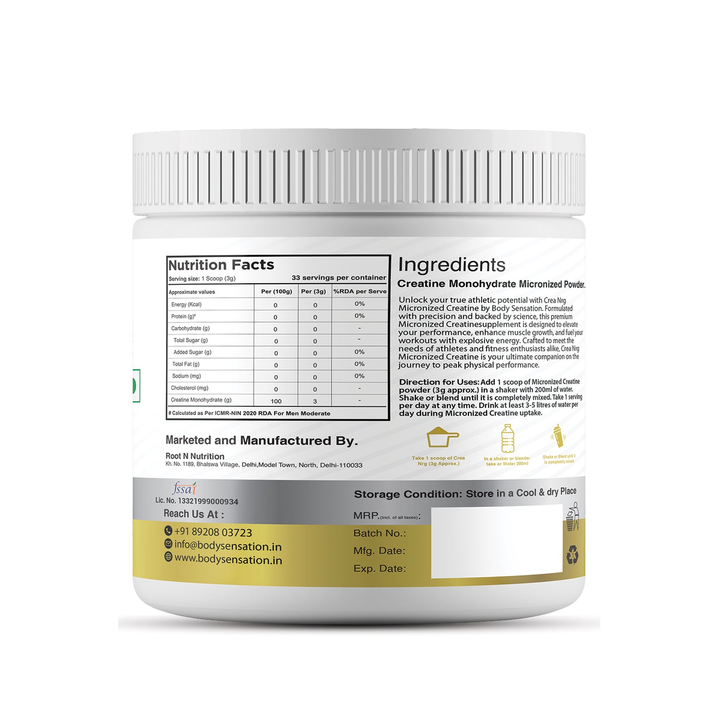 CREA - NRG Micronized  Creatine - 100g