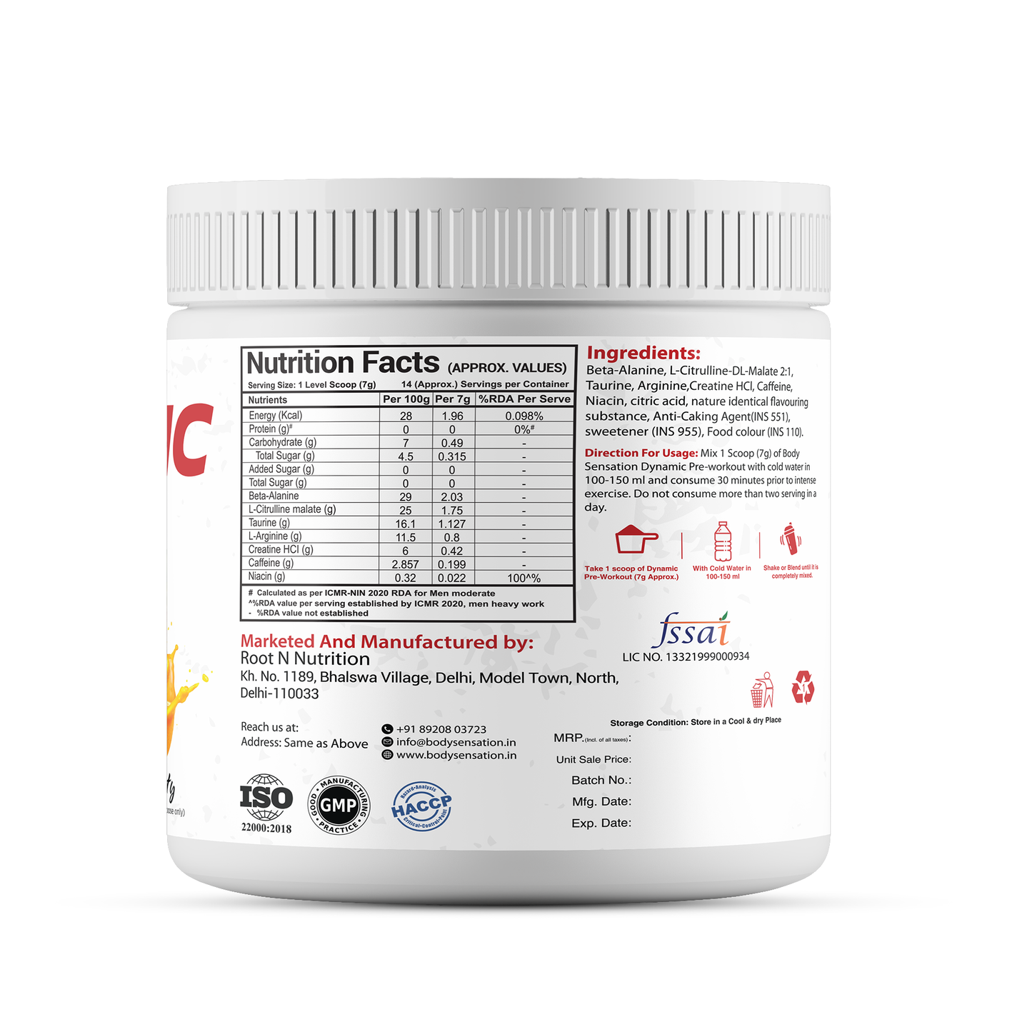 Elite Dynamic Pre-Workout 100g