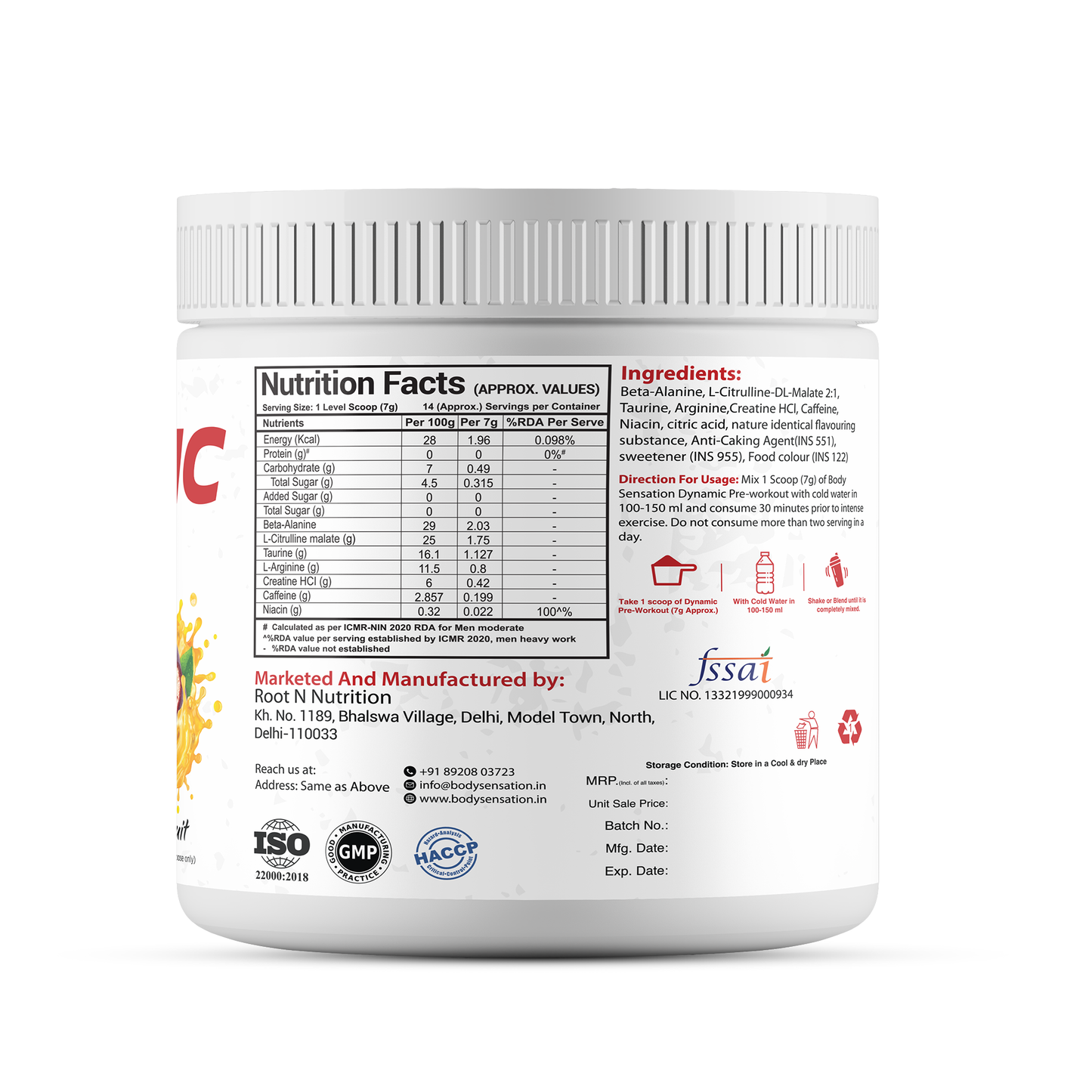 Elite Dynamic Pre-Workout 100g