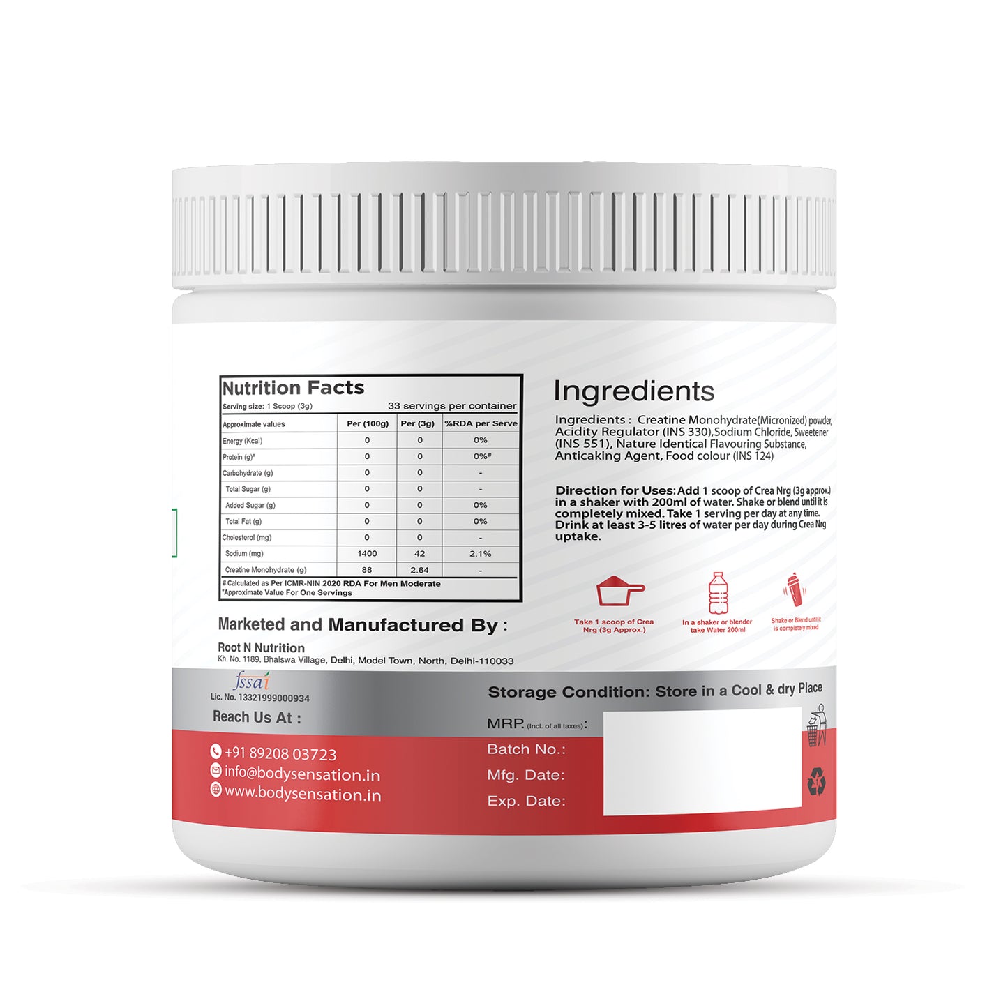 CREA - NRG Micronized  Creatine - 100g